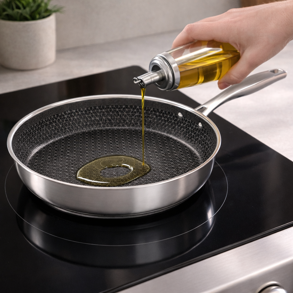 Añade el aceite cuando esté caliente