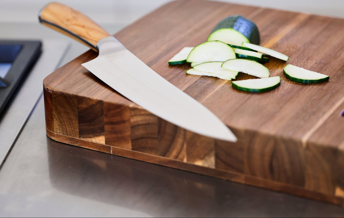 Cuchillos de cocina con mango de madera de olivo